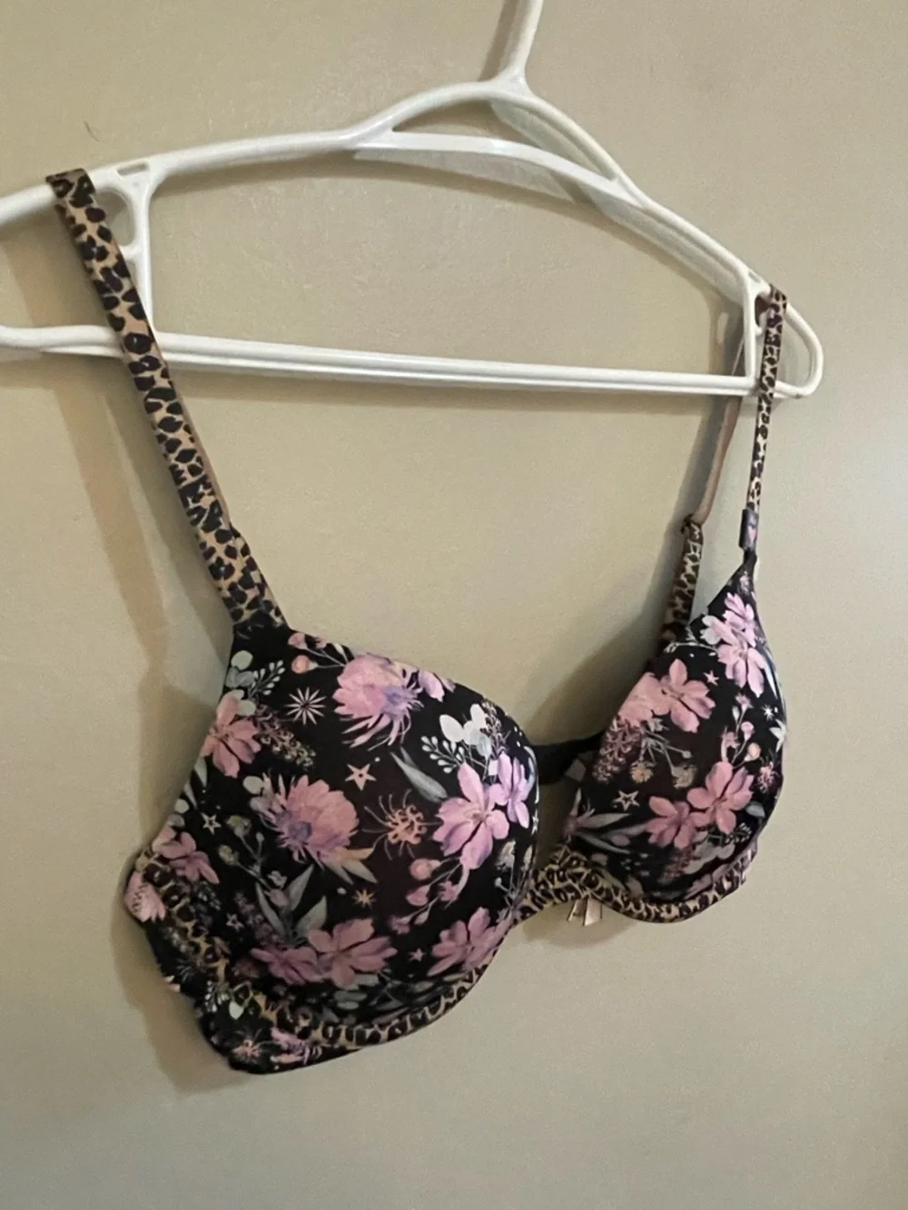 Victoria’s Secret Black & Pink Floral & Animal Print Push-Up Bra – Size 36C NWT - Picture 3 of 13